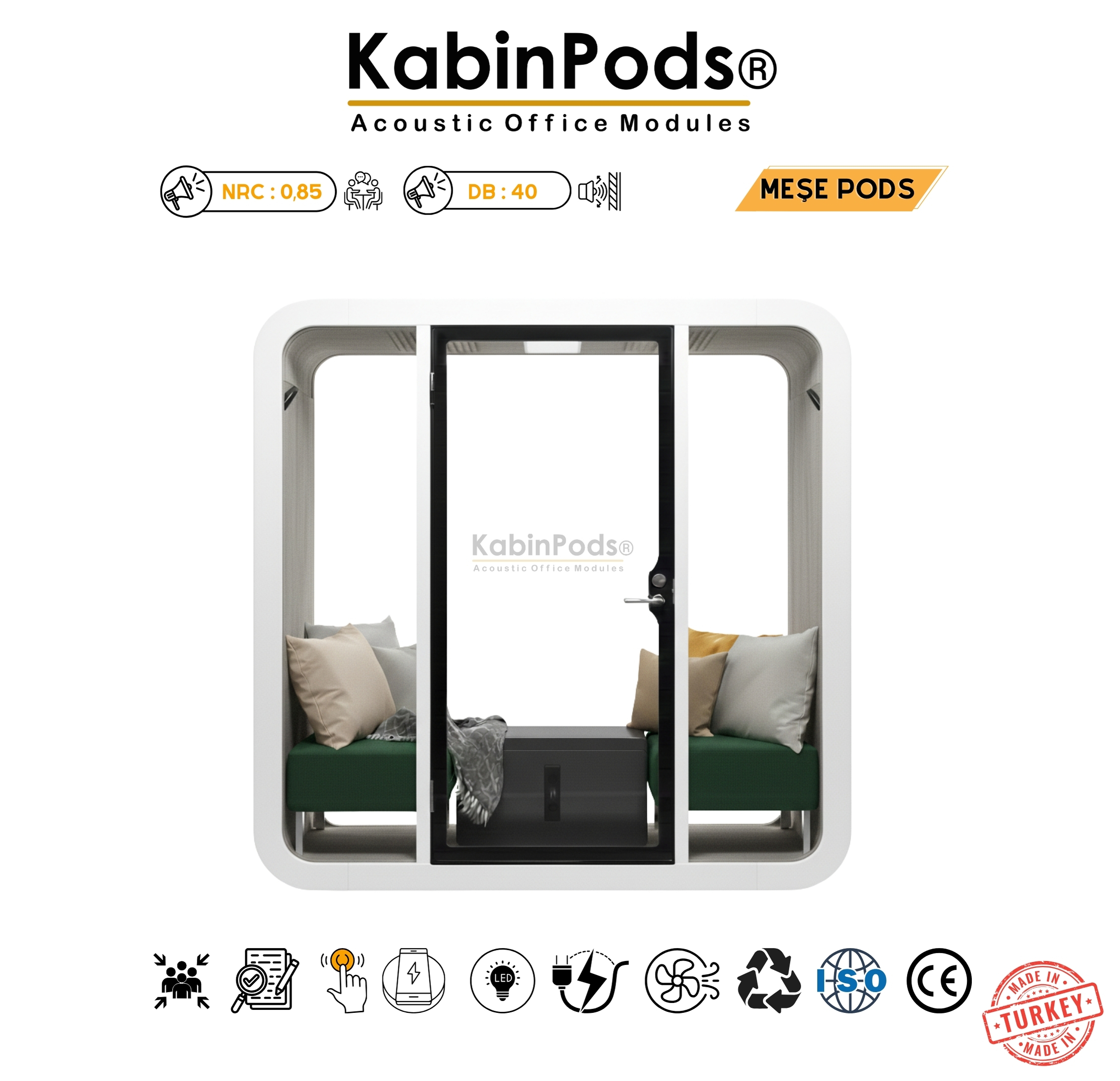 Akustik Kabin NRC2 - Yüksek Ses İzolasyonlu Ofis Telefon Kabini Modelleri